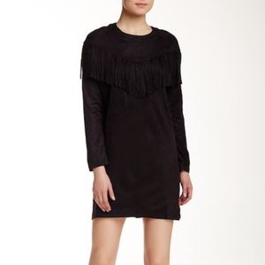 Western Long Sleeve Black Fringe Dress